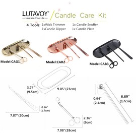 LUTAVOY Candle Accessory Set Candle Wick Trimmer Candle Wick Dipper Candle Snuffer Storage Tray 4 Packs Candle Care Kit Gift for Candle Lovers(CAG1 - Gold)