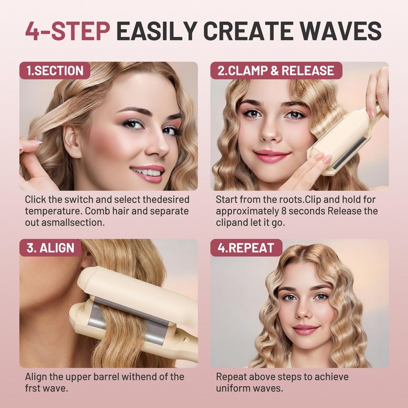 Tieumioe Beach Waver Curling Iron for Women 1.25 Inch, Deep
