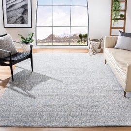 SAFAVIEH Tulum Collection Area Rug - 8' x 10', Light Grey & Ivory, Moroccan Boho Tribal Design, Non-Shedding & Easy Care, Ideal for High Traffic Areas in Living Room, Bedroom (TUL272F)