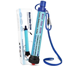 Outdoor Water Filter DeFe 2000L Personal Mini Portable Camping Water Treatment Removes 99.99% Bacteria Filter to 0.01 Microns for Hiking Trekking Travel Adventure and Emergency Use, blue