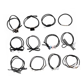 Healeved 24pcs Elastic Hair Ties Set for Women High Stretch Hair Accessories Simple Design Ponytail Holders for Everyday Wear and Decoration Classic Black Included