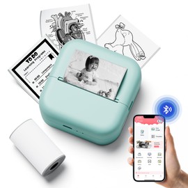 Sticker Printer - Mini Thermal Printer with Stickers, Inkless Sticker Printer Compatible with Phone & Tablet, Mini Pocket Printer for School Notes, Scrapbook, Print Pictures&Photos, Anatomical Diagram