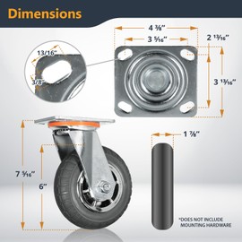 POWERTEC 6" Heavy Duty Caster Wheels Set of 4-2 with Dual Locking Brakes - All Terrain Non-Pneumatic Tire, Industrial Grade - Castor Wheels Ideal for Heavy Equipment, Cart, Dolly & Toolbox (17218)