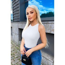 OQQ Women's 3 Piece Bodysuits Sexy Ribbed One Piece Sleeveless Halter Neck Bodysuits Black Rose White