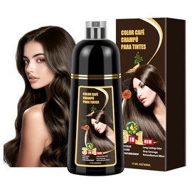 Shampoo para Canas, Hair Dye Shampoo 3 en 1 de Funciones de cuidado cabello, Shampoo con Tinte para Cubrir Canas con Cabello Extractos Jengibre Ginsen