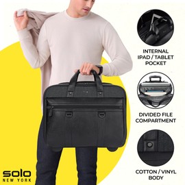 Solo New York Rolling Case with Wheels - Roller Laptop Bag, Wheeled Briefcase for Women & Men, Carry On Size for Travel, Fits 17.3" Computer - MacDougal, Black