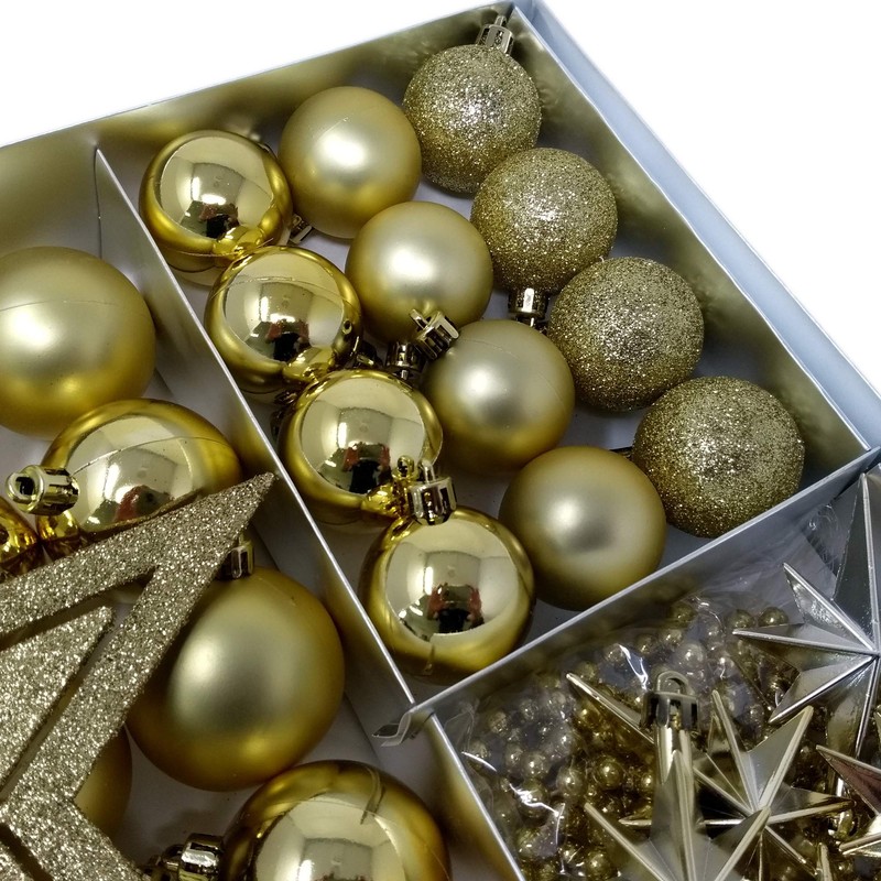 ToCi 45 Piece Christmas Tree Decorations with Star Beads