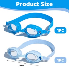 LunarCharm 2 Pack Children's Swimming Goggles With Anti-Fog And UV Protection, Wide Clear View For Ages 3 To 15, Waterproof And Adjustable With Small Dinosaur Pattern