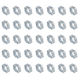 PATIKIL 35 Pack 9-11mm Double Ear Hose Clamp, Galvanized Steel O Clip Crimp Rings for Fuel Petrol Pipe Tube Fitting Connections, Silver Tone