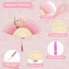 3PCS Folding Hand Fans with Tassel and Fabric Sleeves, Bamboo