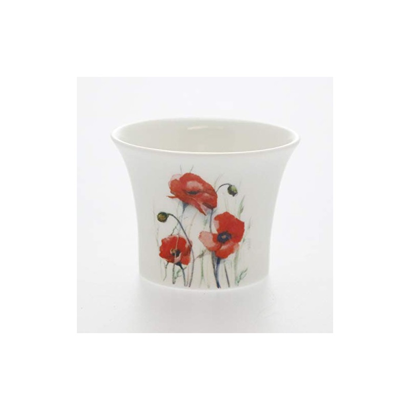 Red Poppies Bone China Tea Light Holder - Thank You