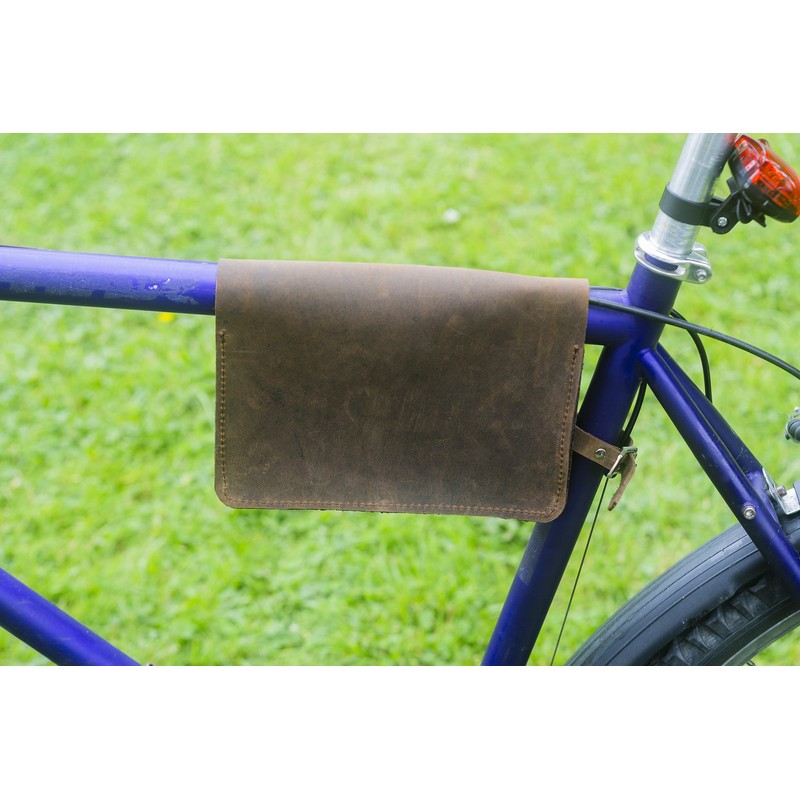 Frame Satchel Bag For Bicycle Genuine Leather ANTIQUE BROWN Bike