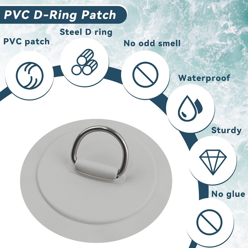 6pcs PVC D-Ring Patch Stainless Steel D Ring Patches for