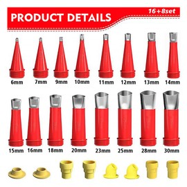 24pcs Universal Integrated Rubber Nozzle Tool Kit, Stainless Steel Caulking Nozzle Coating, Reusable Rubber Nozzle Tool with Base, Caulking Nozzle Applicator, for Home Use