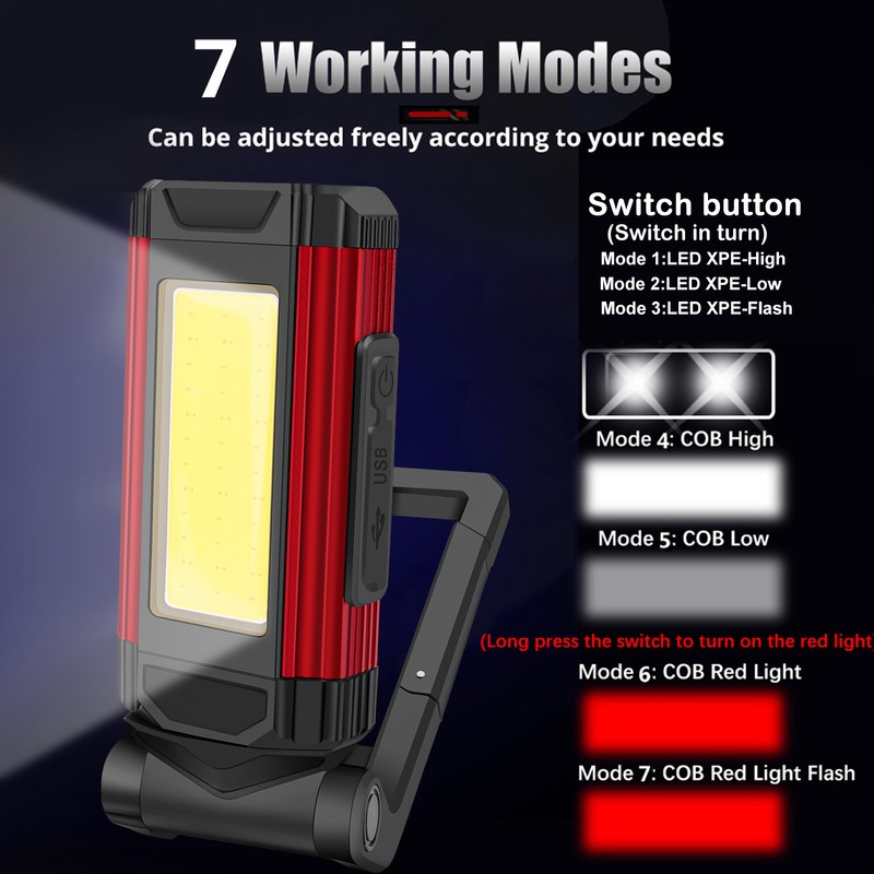 Folded Work Lights Aluminium Alloy USB Charging Magnetic COB Inspection