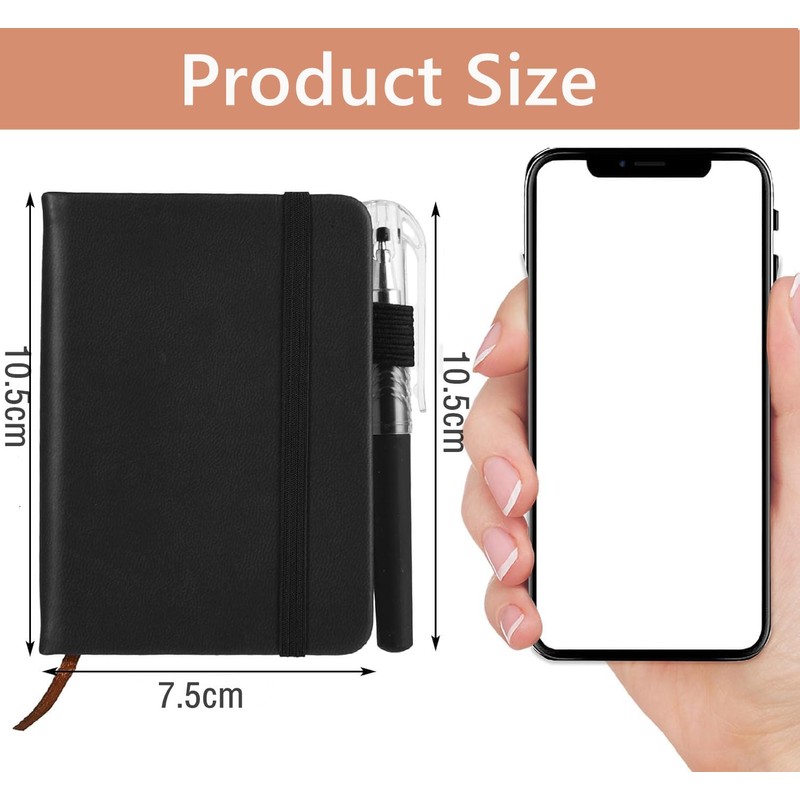 Febbya A7 Pocket Notebook with Pen,100 Pages 100gsm Thick Lined