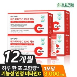 드림이음 메가 비타민C 3000 맥스 3g x 90포 4박스 12개월분 없음