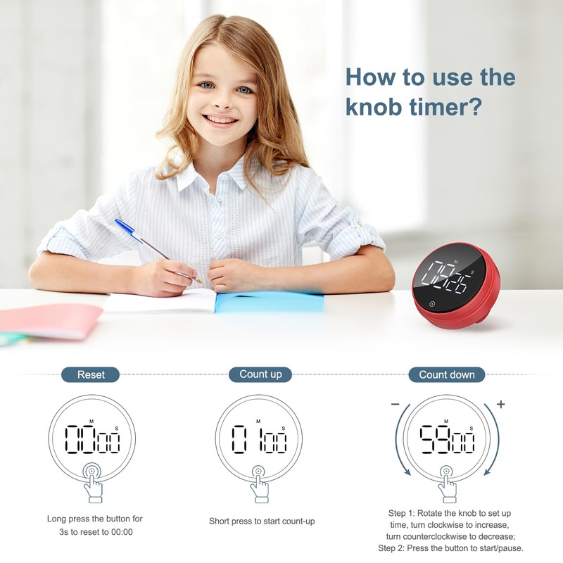 Ankilo Newest Digital Kitchen Timer, Large LED Display Magnetic Countdown