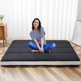 Lilypelle Full Size Futon Mattress - Extra Thick Japanese Floor Mattress, Foldable Tatami Mat, Roll Up Sleeping Lounger Guest Bed, Easy to Store and Portable for Camping