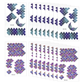 18 Fish Scale Tattoo Stickers, Creative and Stylish, Waterproof and Sweatproof, Role Play, Funny Temporary Mermaid Decorations