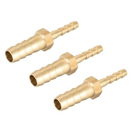 sourcing map Hose ID Brass Reducer Barb Hose Connection Adapter 8 mm x 4 mm Barb (Pack of 3)