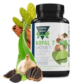 GREEN ROYALTY Nopal 7 Cactus Capsules – Herbal Blend with Aloe Vera, Cinnamon, Black Garlic & More – 1500mg per Serving – 90 Vegetable Capsules – Caffeine-Free, Sugar-Free, Non-GMO