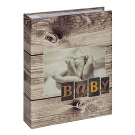 Hama Photo Album (for Pins, Inserts, for Photos, 100 Pages, 10 x 15 cm, as a Gift, Book, Baby) Brown/Grey