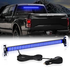 MAODANER LED Interior Windshield Strobe Police Warning Lights, Suction Cups Base Emergency Hazard Traffic Advisor Safety Lightbar, Hideaway Flashing cop Light Mount for Vehicles Trucks (Blue)