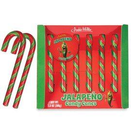 Archie McPhee's Jalapeño Candy Canes - 6 Count, 9 grams Each - Mexican Cuisine Inspired Holiday Candy, Perfect Christmas Stocking Stuffer and Gag Gift