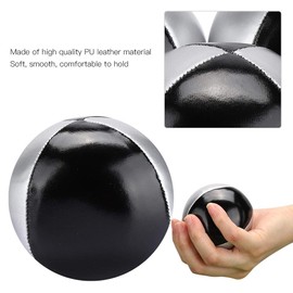 3PCS Juggling Ball, Silver Black PU Leather Indoor Leisure Portable Juggling Ball Performance Props for Beginner Jugglers