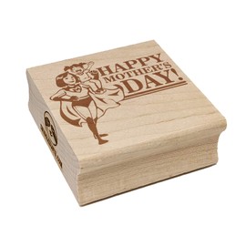 Happy Mother's Day Superhero Mom with Cape Square Rubber Stamp for Stamping Crafting - 2.75in Large