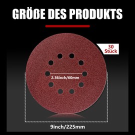 Pack of 30 225 mm Velcro Sandpaper, 320 Grit 10 Hole, Suitable for Long Neck Sanders, Drywall Sanders, and Giraffe Sanders