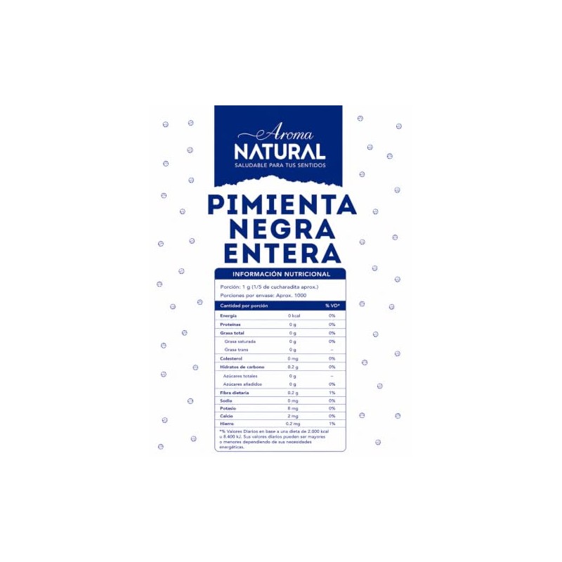 Aroma Natural | Pimienta Negra Entera 500 g – Bolsa