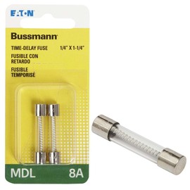 Bussman BP/MDL-8 8 Amp Glass Tube Time Delay Fuse 2 Count