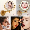 RECKODOR 8" Brass Wall Mount Makeup Mirror with Lights, 1X/5X