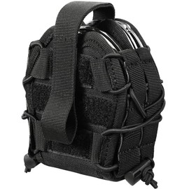 Dual Handcuffs Tactical Handcuff Pouch - Elliptical Law Enforcement Cuff Holder Carrier with U-Shaped Groove | Shock-Absorbing Adjustable Rope | Fits ASP/Hinged/Chain/Folding Handcuffs