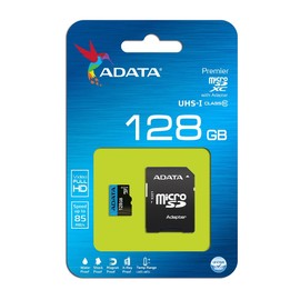 ADATA 128GB Premier High Capacity Micro SD Card with SD Adapter UHS-I Class 10 R/W 85/25MB/s