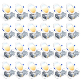 Ensenior 24 Pack 4 Inch LED Recessed Ceiling Light, Dimmable, 2700K-5000K 5CCT, 750LM 9W 120V, High Brightness Canless Wafer Downlight - ETL&FCC&IC