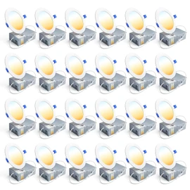 Ensenior 24 Pack 4 Inch LED Recessed Ceiling Light, Dimmable, 2700K-5000K 5CCT, 750LM 9W 120V, High Brightness Canless Wafer Downlight - ETL&FCC&IC