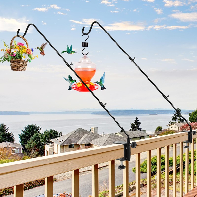 DAEHUI Deck Bird Feeder Hanger with 3in Clamp for Railing