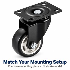 1.5-Inch Swivel Caster Wheel - No-Brake Plate-Mount Design for Furniture and Utility Carts