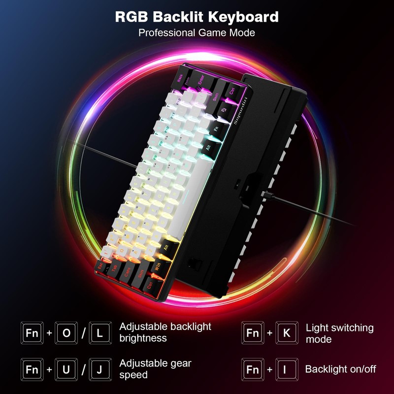 Snpurdiri 60% Wired Gaming Keyboard, 61 Keys RGB Backlit Ultra-Compact