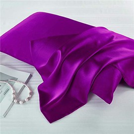 Mulberry Silk Pillowcase for Hair and Skin,Both Side Mulberry Silk, 1pc (Dark Purple, Standard 50x75cm)