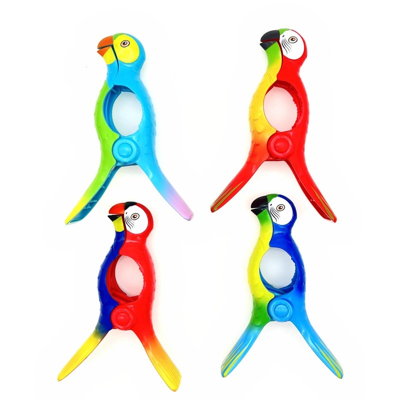 JZK 4x Parrot style novelty beach towel pegs for sun