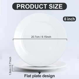 PLMMOUT Ceramic Plates Set of 6,8 Inch White Appetizer Plate for Kitchen,Porcelain Dessert Plates,Microwave & Dishwasher Safe,Small Ceramic Dinner Plate Serving Dishes for Appetizers Dessert Salad