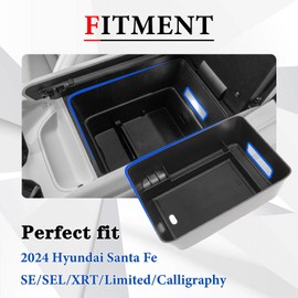 Neepiar Center Console Organizer Tray Compatible with 2024 2025 2026 Hyundai Santa Fe Interior Storage Box Insert Secondary Accessories (Armrest storage tray)