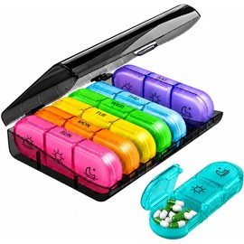 Pastillero Semanal de 7 Días con 21 Compartimentos, Pastillero de Gran Capacidad para Mañana, Mediodía y Noche, Cajas Diarias Extraíbles, Organizador Portátil para Casa, Oficina, Viaje y Uso Cotidiano