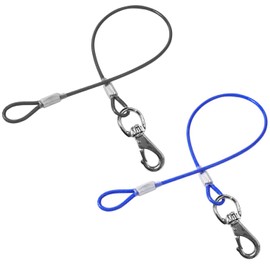 Mi Metty Chew Proof Dog Leash,2Pack Extension Metal Cable Lead,No Tangle Dual Dog Leashes,Multiple Leash for 2 Dogs,DHeavy Duty Dog Leash Extender for Collar &Harness (Black+Blue, 20in/50cm)