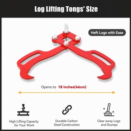 Log Lifting Tongs, Optimal Strength Log Tongs, Multi-Model Compatibility, Superior Steel Grip for Safe Wood Lifting & Dragging, Essential Tool for Efficient Logging Operations (18 in-2 Claw)