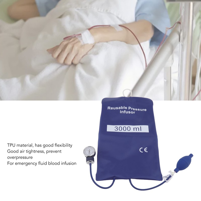 3000ml Pressure Infuser Bag with Pump and Metal Gauge for